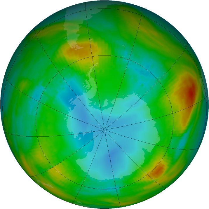 Antarctic ozone map for 05 August 1983